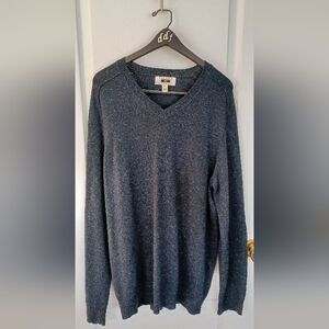 JOSEPH ABBOUD MEN'S XLT ACRYLIC/WOOL/SILK V-NECK PULLOVER SWEATER NAVY HEATHERED